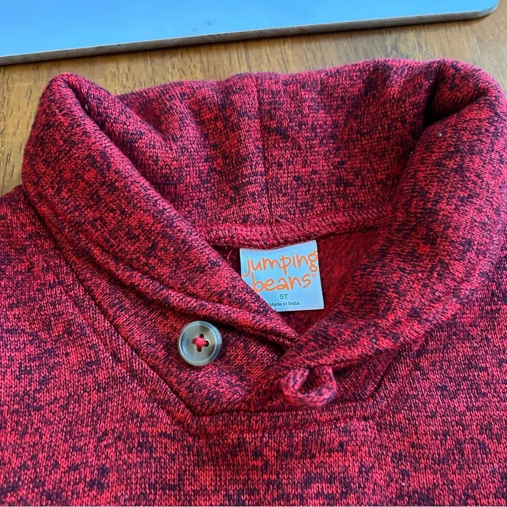 Shawl Collar Pullover Sweater | Red Marled Knit | Boys 5T | Jumping Beans